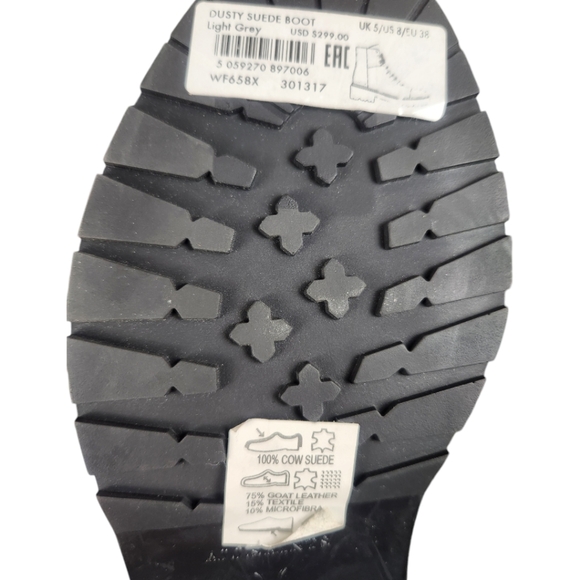 Allsaints Dusty Suede Combat Boots Women Size 8 Light Gray Lace Up Cap Toe - Picture 11 of 11